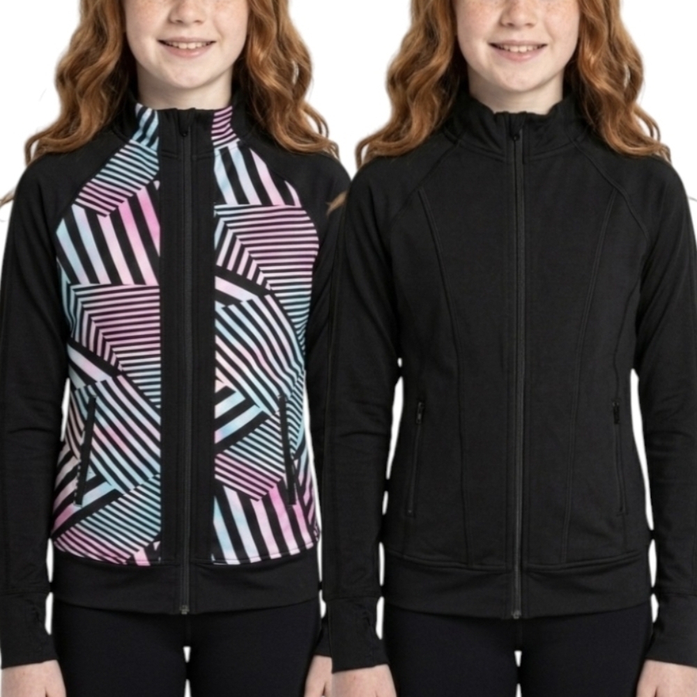 Discontinued Ivivva Lululemon Reversible Scuba Jacket Black Geometric Size 14